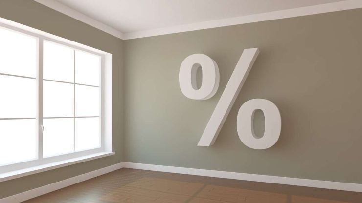 Tukša telpa ar % uz sienas, jo Euribor ļoti ietekmē hipotekārā kredīta aizņēmējus