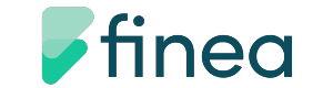 Логотип кредитора «Finea», с названием в черном цвете и двумя треугольниками спереди в оттенках зеленого цвета