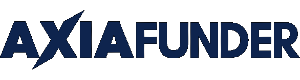 Логотип Axiafunder.com с названием черными буквами и выделенной буквой «X»