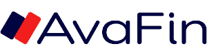 Логотип Creamcredit.lv с названием компании «AvaFin» с 2 прямоугольниками черного и красного цвета спереди