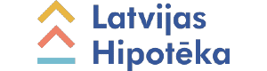 Логотип Latvijashipoteka.lv синими буквами и 2 стрелки – желтая и красная, указывающие вверх, и горизонтальная синяя линия