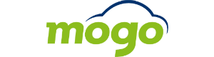 Kreditora “Mogo.lv” logotips ar maziem zaļiem burtiem un virs tiem stilizētā mašīnas forma